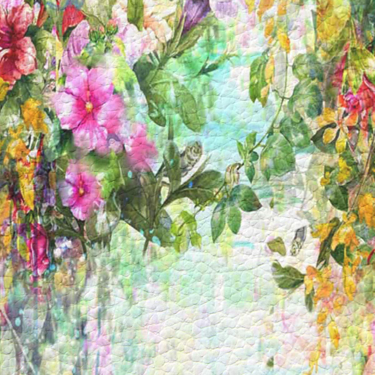 Colorful Floral Antifatigue Kitchen Bath Door Mat Cushioned Runner Rug,Washable Welcome Floor Sink Mat,Print Blooming Spring Watercolor Waterproof & Non-Slip Comfort Standing Doormat,18"x30"