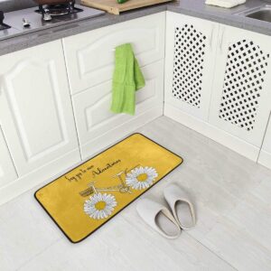 susiyo Kitchen Mat Sunflower Daisy Bicycle Kitchen Rug Mat Anti-Fatigue Comfort Floor Mat Non Slip Oil Stain Resistant Easy to Clean Kitchen Rug Bath Rug Carpet for Indoor Outdoor Doormat