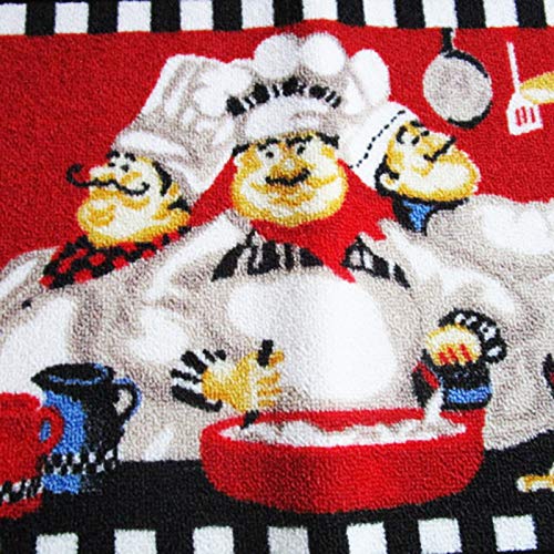 farawamu Fat Chef Kitchen Rugs and Mats, Washable Non Slip Latex Backing Red Kitchen Rugs Door Mats, Funny Chef Decorations for the Kitchen Red