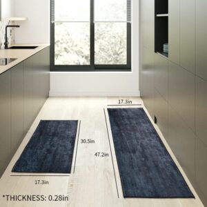 Kitchen Mats Set of 2 Kitchen Rugs Washable Non-Slip Runner Rug Doormat Microfiber Mat Sets for Kitchen, Floor, Laundry, Bathroom, Living Room, Sink, Front Door, Entrance ,17.3 x 30.6/17.3 x 47.3in