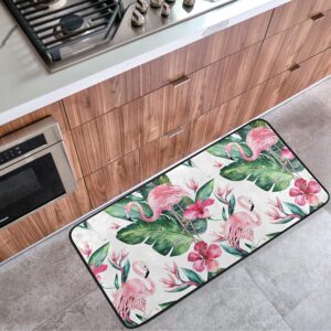 flamingo kitchen rug pink kitchen mats floor tropical bird soft non slip anti fatigue bath rug runner doormats carpet for home decor 39 x 20 in