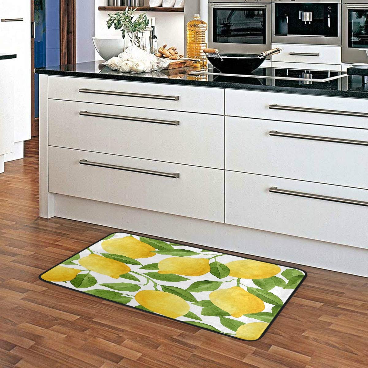 Kitchen Rugs Lemon Yellow Tree Design Non-Slip Soft Kitchen Mats Bath Rug Runner Doormats Carpet for Home Decor, 39" X 20"