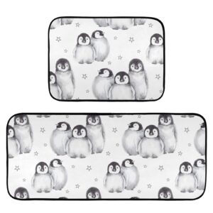 cute baby penguins kitchen mat set of 2 anti-fatigue kitchen rug set washable non slip cushioned foam kitchen runner rugs and mats comfort standing mat for floor home decor doormat