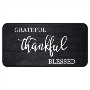 thankful grateful blessed kitchen rug 40 x 20 inch non-slip cushioned comfort entryway door mats perfect carpet for home decor