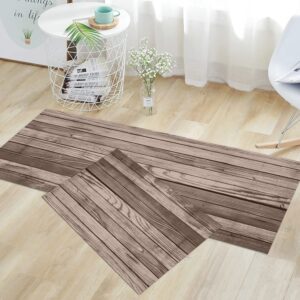 gubiyu set of 2 kitchen rugs and mats country wooden kitchen rugs washable rustic floor planks brown wood textures bathroom rugs runner farmhouse style walnut oak grain decorative kitchen floor decor