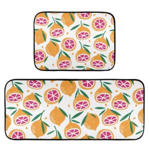 domiking citrus lemon kitchen mats 2 pieces non-slip anti fatigue kitchen rugs and mats set for floor cushioned standing mats area rug runner for hallyway kitchen bedroom