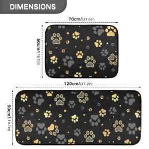 Gold Dog Paw Kitchen Mat Set of 2 Anti-Fatigue Kitchen Rug Set Non Slip Cushioned Heavy Duty Foam Kitchen Runner Rugs and Mats Comfort Standing Mat for Floor Home Decor Doormat