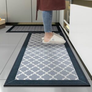 comfoyar kitchen rug set, 2 pieces non-slip backing mat, machine washable rug, absorbent kitchen runner set for kitchen floor, sink, laundry, hallway, dining room and office, 17"x31"+17"x47"