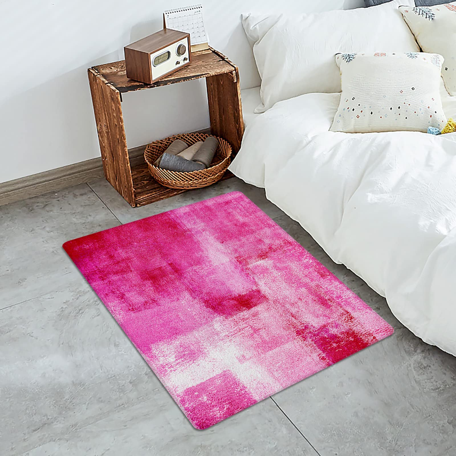 Abstract Pink Antifatigue Kitchen Bath Door Mat Cushioned Runner Rug,Washable Welcome Floor Sink Mat,Modern Minimalist Painting Aesthetics Waterproof Comfort Standing Doormat for Kitchen,24"x36"