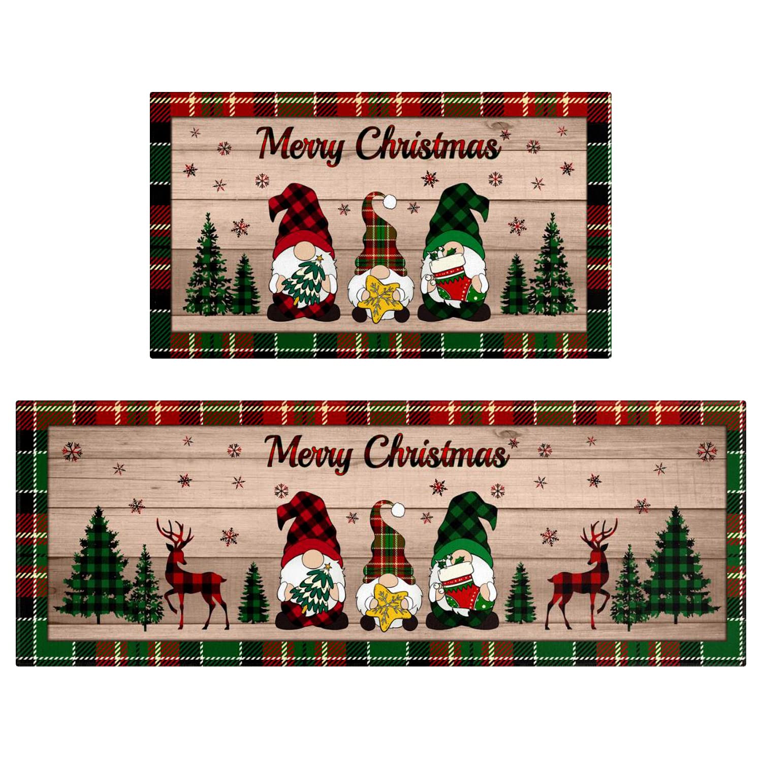 Christmas Kitchen Rugs Christmas Rug Christmas Kitchen Decor Christmas Gnomes Buffalo Border Christmas Kitchen Mat Christmas Mat Kitchen Runner Rugs Comfort Home Decor Non-Slip Floor Mat Doormat