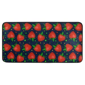 yigee fruit strawberry kitchen rug mat runner, washable waterproof anti fatigue non slip memory foam rubber backing comfort standing for floor home office laundry 39x20 in, multi, large, (b02d19028)