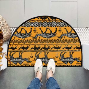 Ethnic Animals Camels Half Round Doormat Water Absorption Half Circle Rug Non-Slip Semi Circle Area Rugs Durable Washable Indoor Entrance Doormat for Bathroom Bedroom Kitchen Home Decor 36x24in