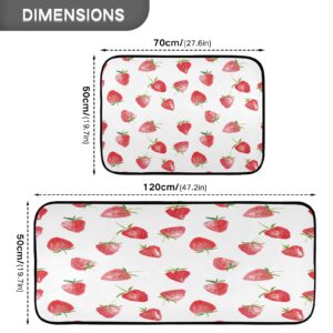 ALAZA Strawberry Watercolor 2 Piece Kitchen Rug Floor Mat Set Runner Rugs Non-Slip for Kitchen Laundry Office 20" x 28" + 20" x 48"