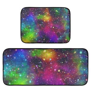 colorful galaxy kitchen mat [2 pcs] cushioned anti-fatigue kitchen rug, waterproof non-slip kitchen mats and rugs set for kitchen, floor home, office, sink, laundry,19.7"x47.2"+19.7"x27.6"