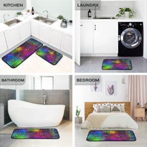 Colorful Galaxy Kitchen Mat [2 PCS] Cushioned Anti-Fatigue Kitchen Rug, Waterproof Non-Slip Kitchen Mats and Rugs Set for Kitchen, Floor Home, Office, Sink, Laundry,19.7"x47.2"+19.7"x27.6"