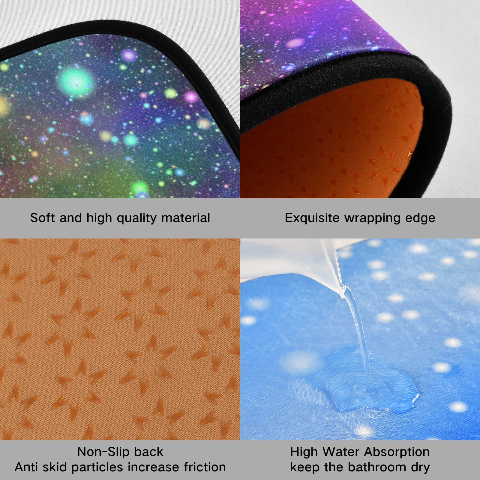 Colorful Galaxy Kitchen Mat [2 PCS] Cushioned Anti-Fatigue Kitchen Rug, Waterproof Non-Slip Kitchen Mats and Rugs Set for Kitchen, Floor Home, Office, Sink, Laundry,19.7"x47.2"+19.7"x27.6"