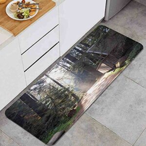 visaluna kitchen rugs and mats cabin in fogy forest cushioned antifatigue comfort runner mat for floor rug standing rugs,17"x48"