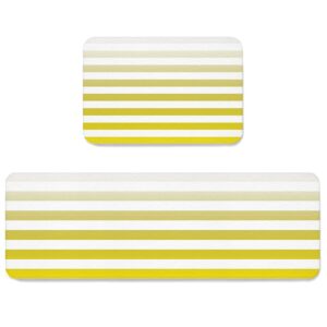 yellow white striped kitchen mat set of 2, cushioned anti-fatigue kitchen rugs, waterproof & non-slipping kitchen mat for floor, durable kitchen rugs and mats for kitchen & laundry, gradient color