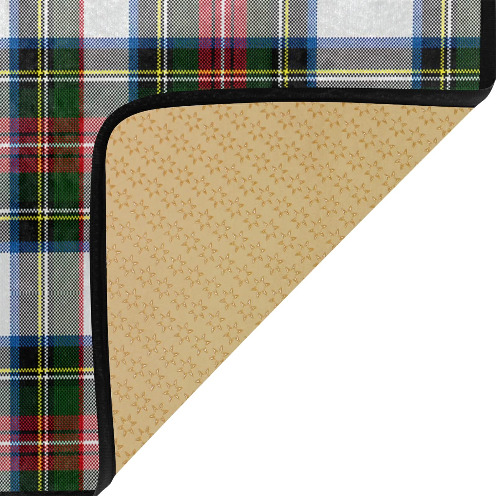 Tartan Plaid Kitchen Rugs Comfort Soft Standing Mats Water Absorb Microfiber Non Slip Kitchen Rug Bathroom Mat Checkered Doormat Carpet 39" X 20"