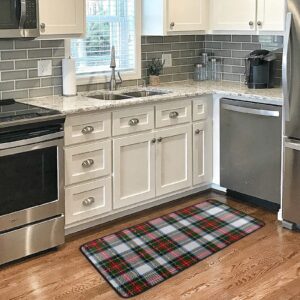 Tartan Plaid Kitchen Rugs Comfort Soft Standing Mats Water Absorb Microfiber Non Slip Kitchen Rug Bathroom Mat Checkered Doormat Carpet 39" X 20"