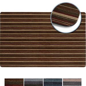 sohome smooth step striped machine washable low profile stain resistant non-slip versatile utility kitchen mat, brown/black, 24"x35"