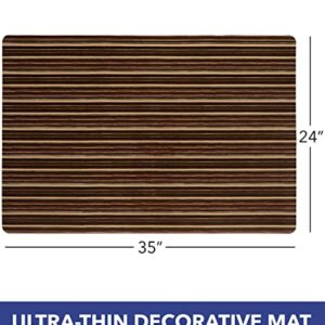 SoHome Smooth Step Striped Machine Washable Low Profile Stain Resistant Non-Slip Versatile Utility Kitchen Mat, Brown/Black, 24"x35"
