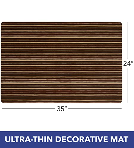SoHome Smooth Step Striped Machine Washable Low Profile Stain Resistant Non-Slip Versatile Utility Kitchen Mat, Brown/Black, 24"x35"