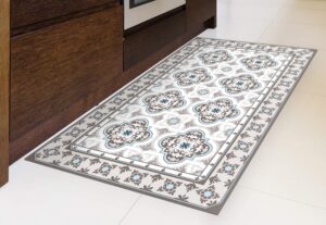 iri-giri vinyl kitchen floor mat decorative linoleum pvc rug runner tile flooring, colorful, durable, anti-slip, hand washable, and protects floors 47.2" x 27.5", toscana 253