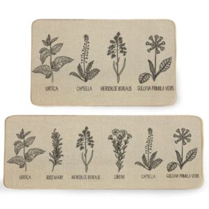 geeory kitchen mats for floor set of 2,capsella rosemary linum gullviva primula veris floor mat farmhouse seasonal holiday decor for home kitchen - 17x29 and 17x47 inch