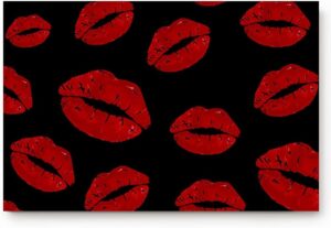 sexy red lips black background bathroom rugs soft bath rugs non slip, washable cover floor rug absorbent carpets floor mat home decor for kitchen bedroom decorations mats 17x30 inch