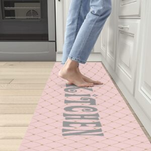 BEYODD Pink Personalized Kitchen Mat and Rug, Custom Floor Mat Anti-Slip Rugs for Kitchen, Floor Home, Office, Sink, Laundry, 48x17 inches