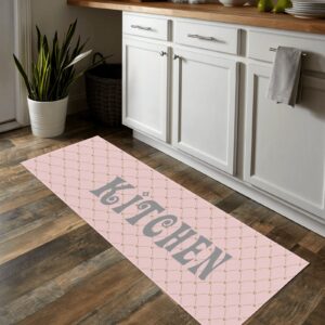 BEYODD Pink Personalized Kitchen Mat and Rug, Custom Floor Mat Anti-Slip Rugs for Kitchen, Floor Home, Office, Sink, Laundry, 48x17 inches