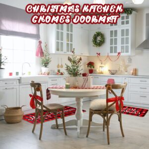 Christmas Kitchen Rugs Set of 2 Xmas Kitchen Mats Merry Christmas Mats Red Black Buffalo Plaid Doormat Christmas Non Slip Backing Floor Mat Xmas Door Mat for Home Kitchen Door Bathroom (Snowflakes)