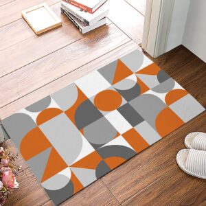 mid century indoor doormat bath rugs non slip, washable cover floor rug absorbent carpets floor mat home decor for kitchen bathroom bedroom abstract geometric orange 16x24in