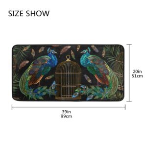 susiyo Kitchen Mat Beautiful Peacock Bird Kitchen Rug Mat Anti-Fatigue Comfort Floor Mat Non Slip Oil Stain Resistant Easy to Clean Kitchen Rug Bath Rug Carpet for Indoor Outdoor Doormat