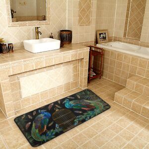 susiyo Kitchen Mat Beautiful Peacock Bird Kitchen Rug Mat Anti-Fatigue Comfort Floor Mat Non Slip Oil Stain Resistant Easy to Clean Kitchen Rug Bath Rug Carpet for Indoor Outdoor Doormat