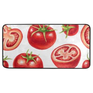 moyyo kitchen mat fresh watercolor red tomatoes kitchen rug mat anti-fatigue comfort floor mat non slip oil stain resistant easy to clean kitchen rug bath rug carpet for indoor outdoor doormat