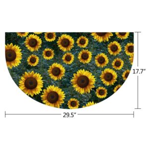 Poppy Flowers Handmade Oil Painting Half Round Door Mat Non-Slip Half Circle Area Rug Absorbent Bath Rug Washable Front Welcome Entrance Way Doormat for Indoor Kitchen Bedroom Home Decor 18x30 inch