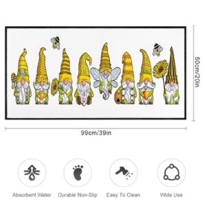 TsyTma Gnomes Bee Kitchen Rug Non-Slip Summer Honey Kitchen Floor Mat Bathroom Rug Area Mat Carpet for Home Hallway Sink Stove Laundry 39"x20"