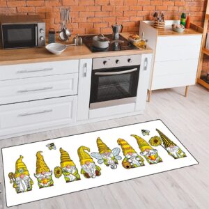 TsyTma Gnomes Bee Kitchen Rug Non-Slip Summer Honey Kitchen Floor Mat Bathroom Rug Area Mat Carpet for Home Hallway Sink Stove Laundry 39"x20"