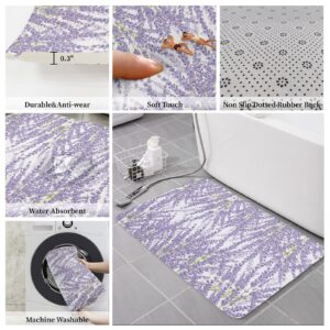 LooPoP Kitchen Comfort Mat Set of 2 Lavender Flower Pattern Waterproof Anti-Fatigue Standing Mats Wipeable Rugs for Kitchen Purple 15.7x23.6inch+15.7x47.2inch