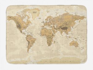 map vintage style old world mapping along continents country national ocean cities atlas entrance way rugs doormats soft non-slip washable bath rugs floor mats for home bathroom kitchen 16x24 inch