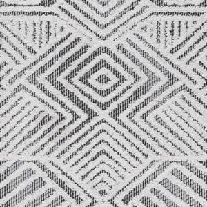 JONATHAN Y SBH103A-28 Jordan High-Low Pile Art Deco Geometric Indoor Outdoor Area Rug Bohemian Contemporary Easy Cleaning Bedroom Kitchen Backyard Patio Porch Non Shedding, 2 ft x 8 ft, White/Black