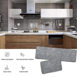 Silver Glitter Sparkles Kitchen Rugs Set Water Absorb Microfiber Non-Slip Kitchen Rug Bathroom Mat Doormat Carpet for Laundry