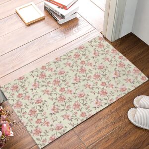 elegant pink flowers floral pattern, bathroom shower mat doormat non slip,floor rug absorbent carpets floor mat home decor for kitchen bedroom rug, 16"x 24"