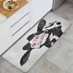 shustary cow kitchen rugs,cute farmhouse animal non-slip anti fatigue mat the looking at you sideways funny farm animals comfort floor mats oil stain resistant easy to clean rug, 17.7x47.2 inches