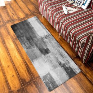 Grey White Abstract Antifatigue Kitchen Bath Door Mat Cushioned Runner Rug,Washable Welcome Floor Sink Mat,Modern Geometric Painting Artwork Waterproof & Non-Slip Comfort Standing Doormat,18"x30"