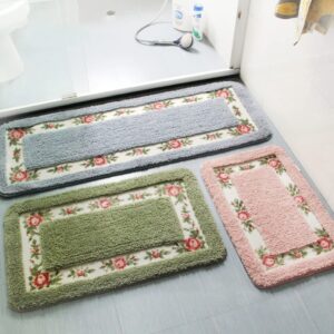 vctops Elegant Rose Flower Bathroom Rugs Bath Mat Door Mat Kitchen Welcome Mat Soft Non Slip Absorbent Rug Pink 24" X 39"