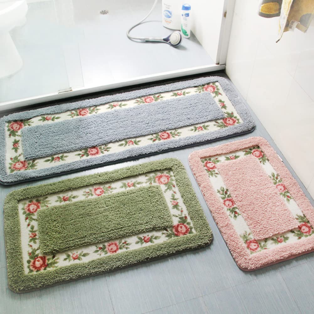 vctops Elegant Rose Flower Bathroom Rugs Bath Mat Door Mat Kitchen Welcome Mat Soft Non Slip Absorbent Rug Pink 24" X 39"