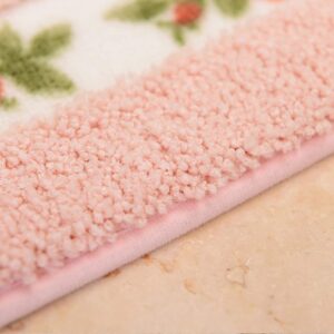 vctops Elegant Rose Flower Bathroom Rugs Bath Mat Door Mat Kitchen Welcome Mat Soft Non Slip Absorbent Rug Pink 24" X 39"